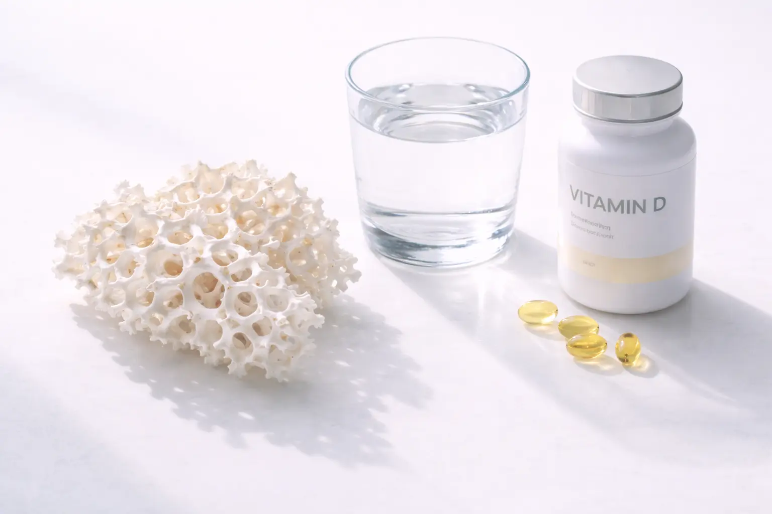 A conceptual medical image representing bone health and calcium strength, highlighting long-term care for premature menopause