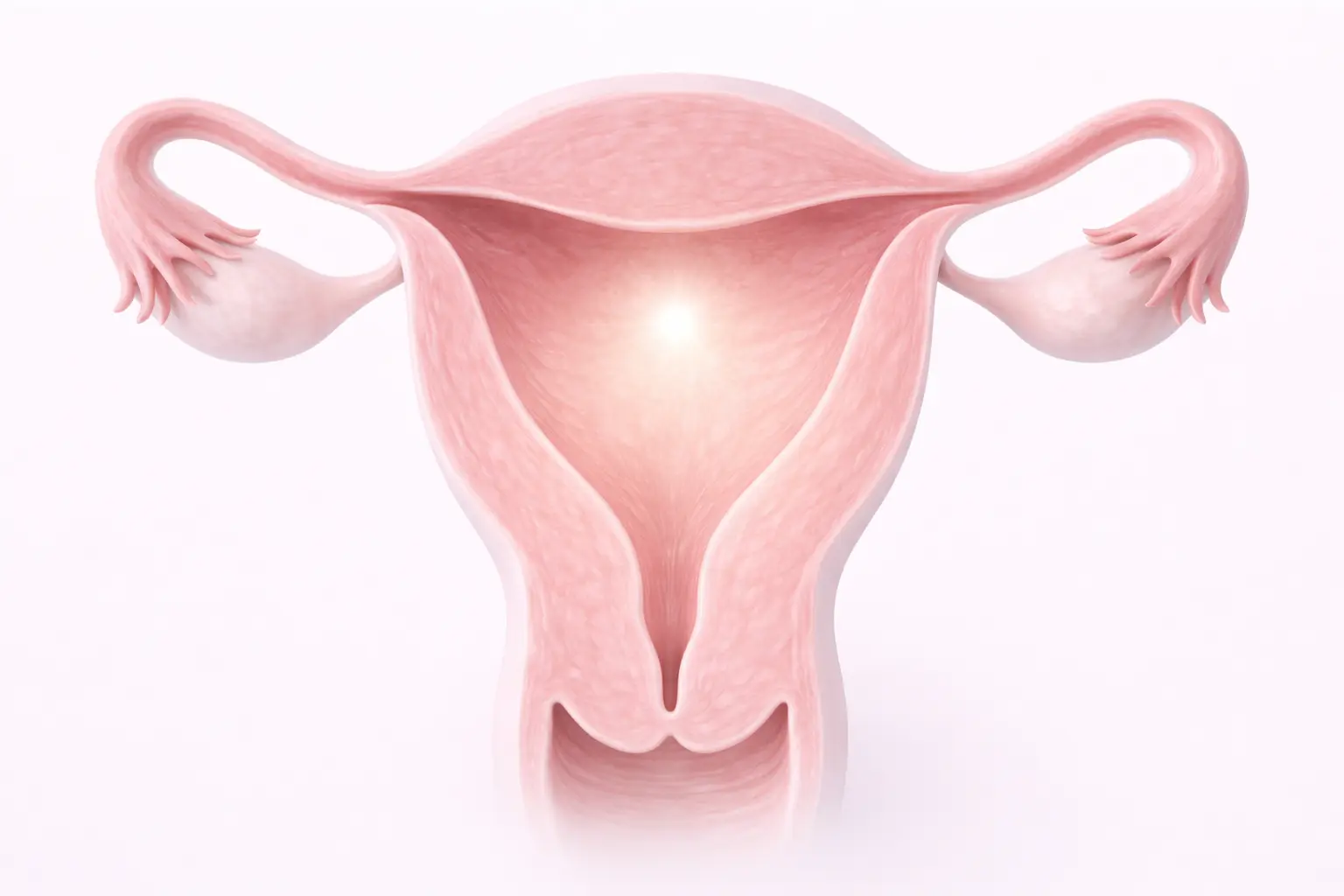 3D medical illustration of the internal uterine cavity and endometrial lining for diagnostic assessment