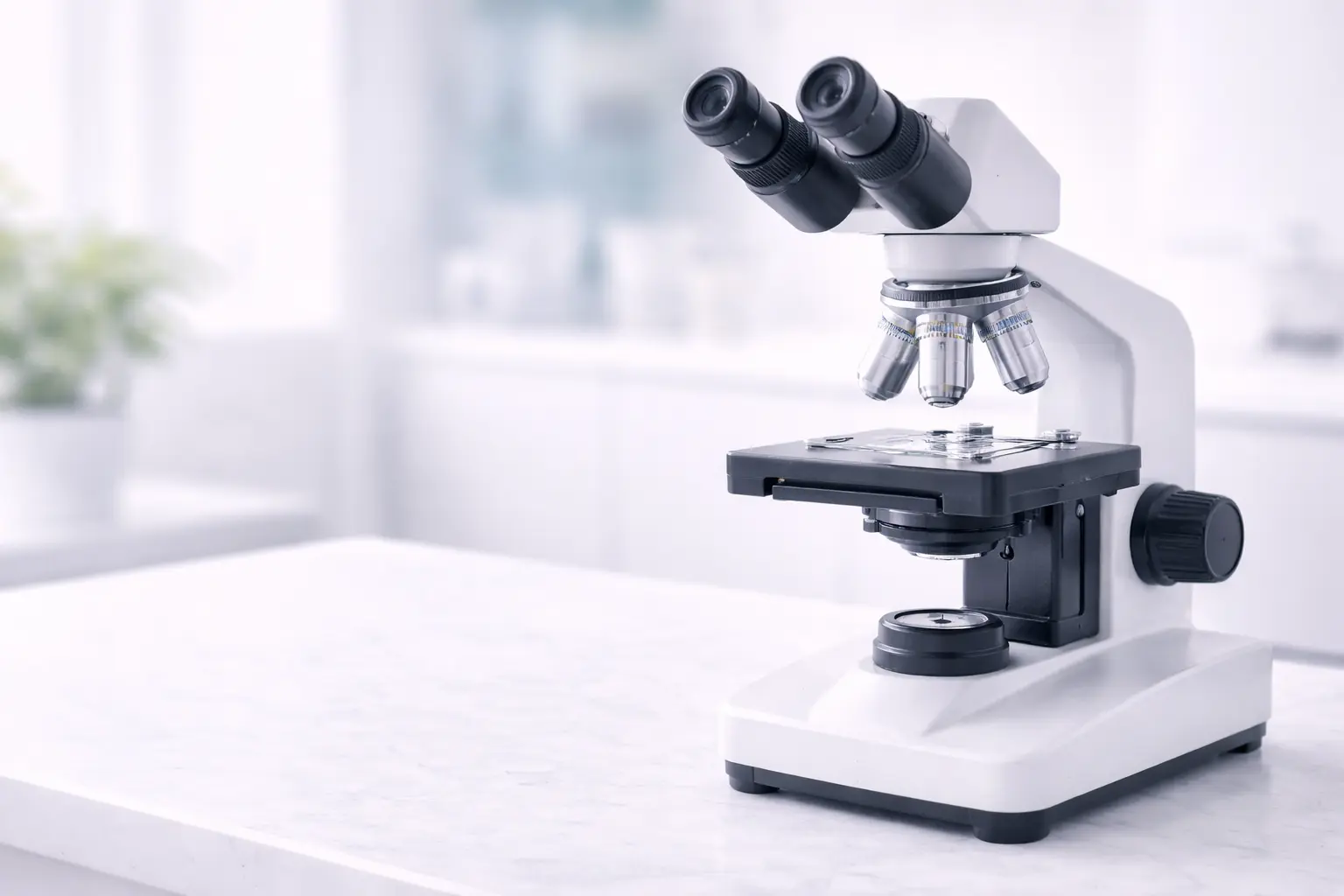 A modern white medical microscope in a clean laboratory, representing the specialized testing used to identify recurrent candida strains